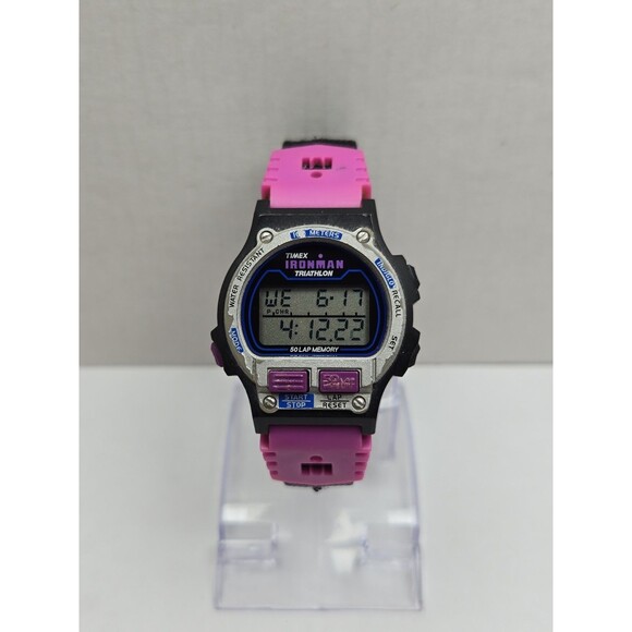 Vintage 1996 Timex Ironman Triathlon 50 Lap Purple Digital Watch New Battery main image 9
